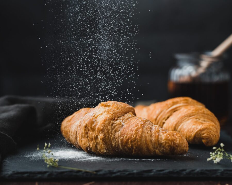 croissant with sugar sprinkled