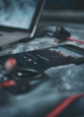 phone showing music playing