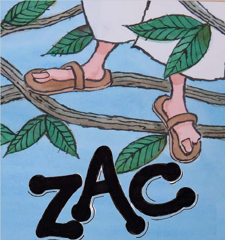 Zac flyer with feet dangling off a sycamore tree