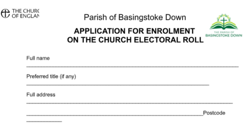 Electoral Role application form featuring the Parish logo